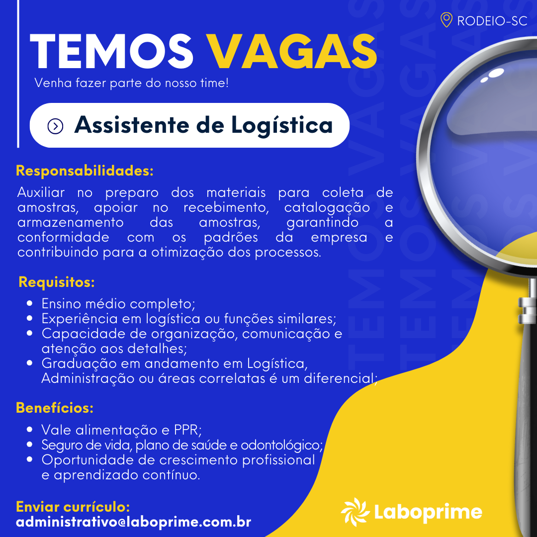 Vaga Assistente de Logística