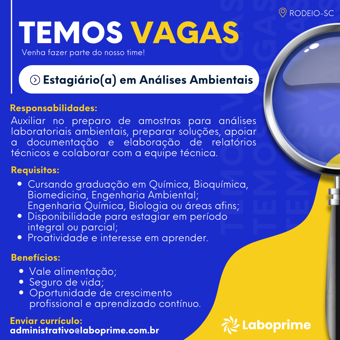 Vaga Estagiário Laboratório